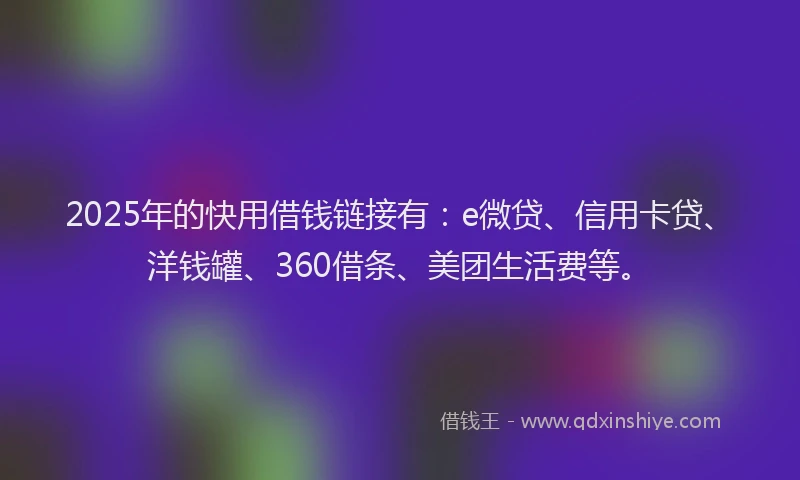 2025年的快用借钱链接有：e微贷、信用卡贷、洋钱罐、360借条、美团生活费等。