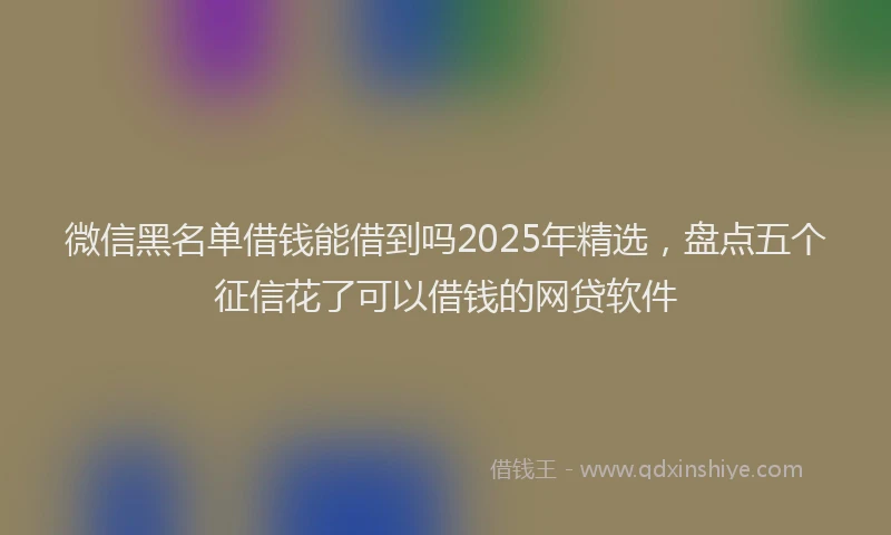 微信黑名单借钱能借到吗2025年精选，盘点五个征信花了可以借钱的网贷软件