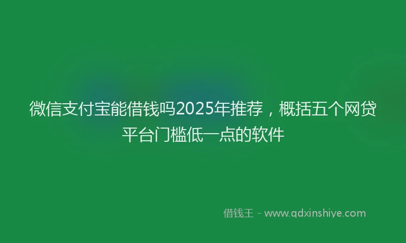 微信支付宝能借钱吗2025年推荐，概括五个网贷平台门槛低一点的软件