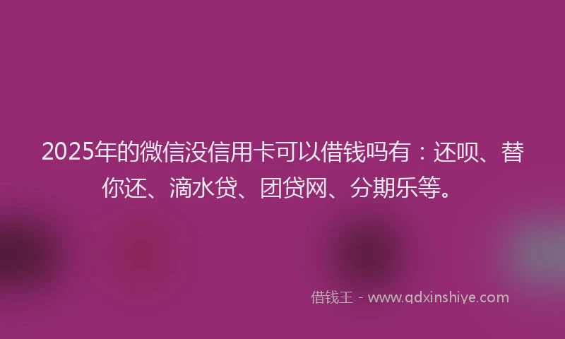 2025年的微信没信用卡可以借钱吗有：还呗、替你还、滴水贷、团贷网、分期乐等。