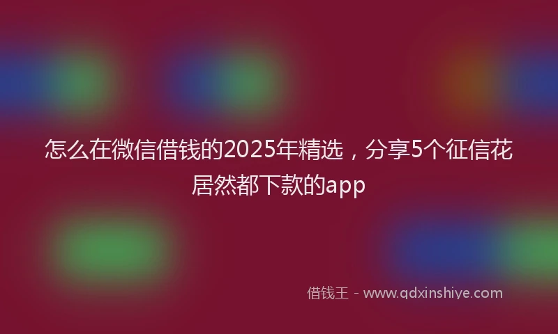 怎么在微信借钱的2025年精选，分享5个征信花居然都下款的app