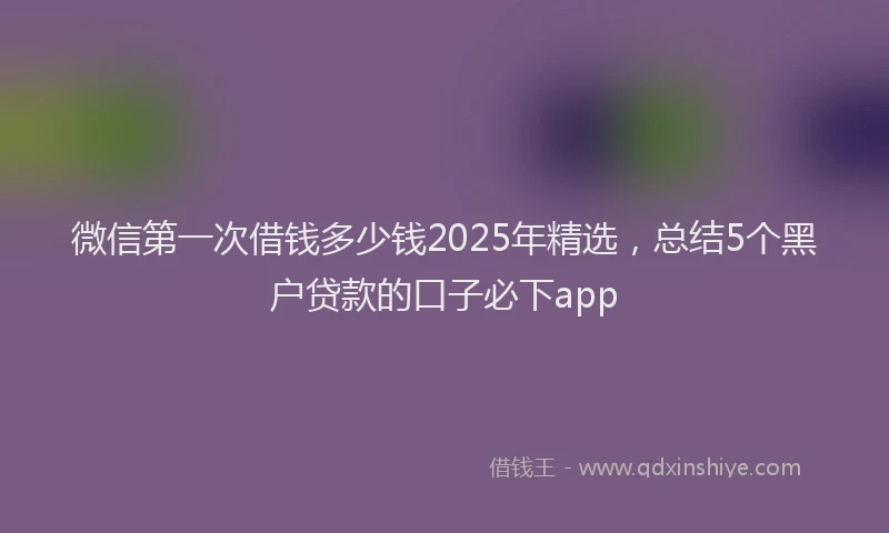 微信第一次借钱多少钱2025年精选，总结5个黑户贷款的口子必下app