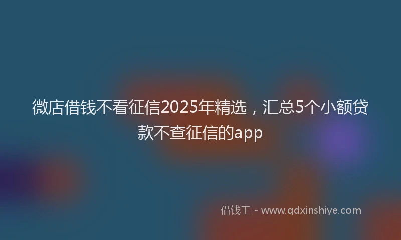 微店借钱不看征信2025年精选，汇总5个小额贷款不查征信的app