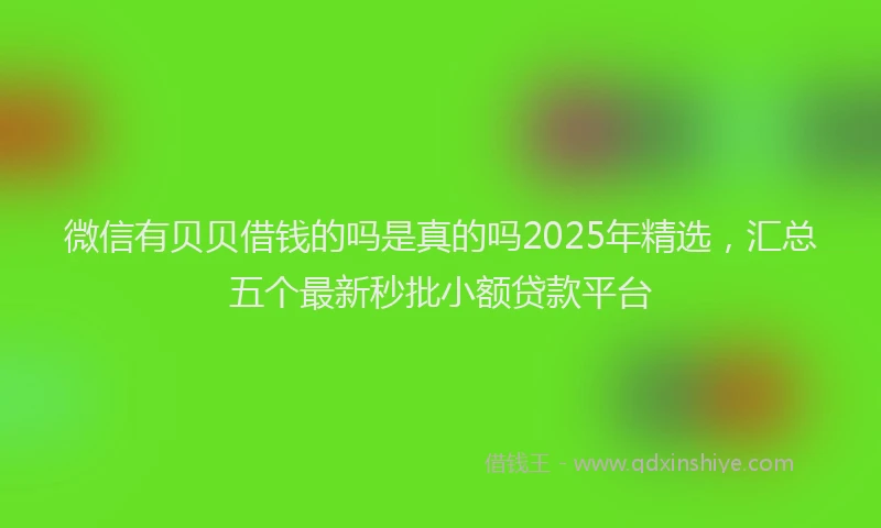 微信有贝贝借钱的吗是真的吗2025年精选，汇总五个最新秒批小额贷款平台