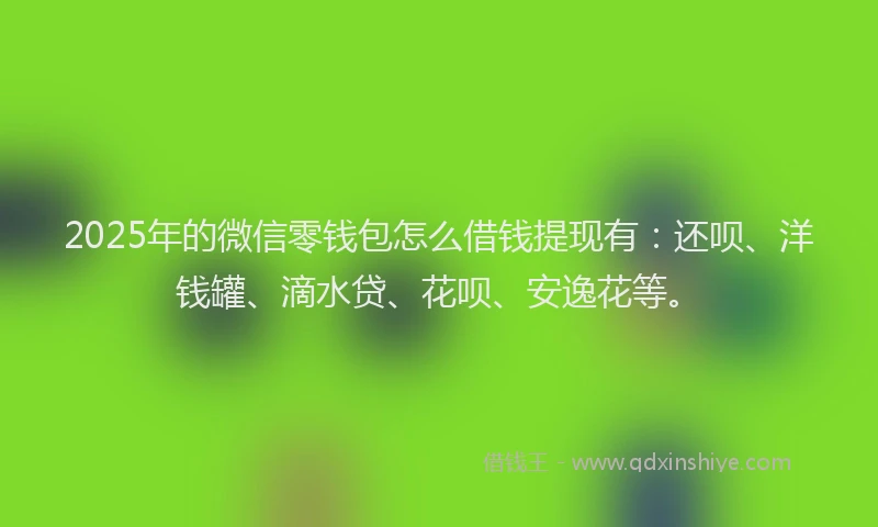 2025年的微信零钱包怎么借钱提现有：还呗、洋钱罐、滴水贷、花呗、安逸花等。