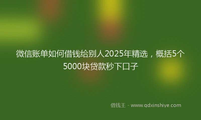 微信账单如何借钱给别人2025年精选，概括5个5000块贷款秒下口子