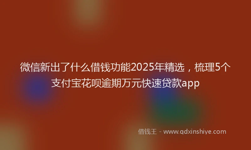 微信新出了什么借钱功能2025年精选，梳理5个支付宝花呗逾期万元快速贷款app