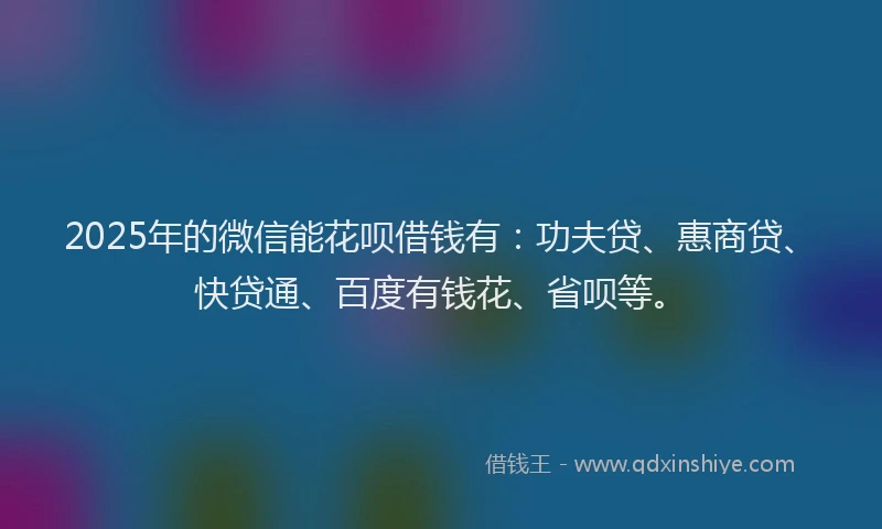 2025年的微信能花呗借钱有：功夫贷、惠商贷、快贷通、百度有钱花、省呗等。