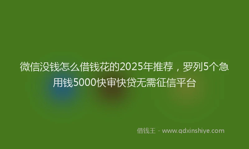 微信没钱怎么借钱花的2025年推荐，罗列5个急用钱5000快审快贷无需征信平台