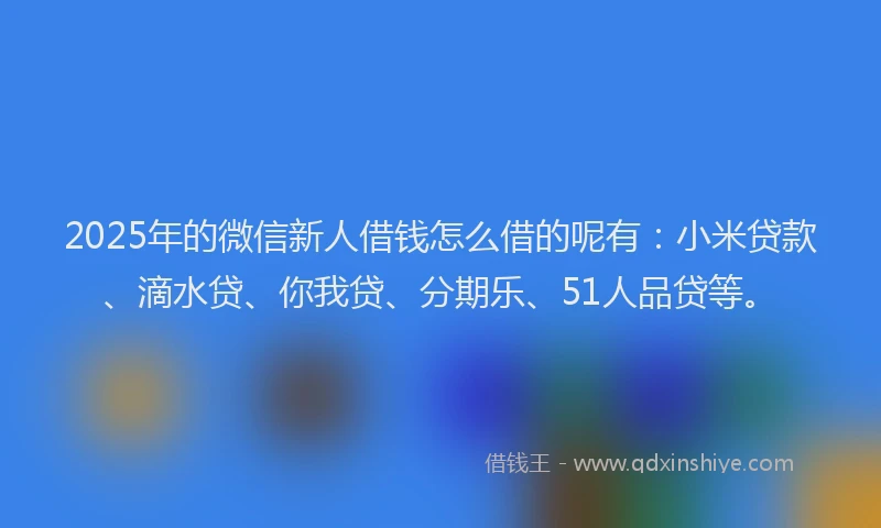 2025年的微信新人借钱怎么借的呢有：小米贷款、滴水贷、你我贷、分期乐、51人品贷等。