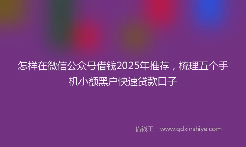 怎样在微信公众号借钱2025年推荐，梳理五个手机小额黑户快速贷款口子