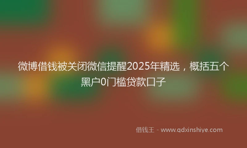 微博借钱被关闭微信提醒2025年精选，概括五个黑户0门槛贷款口子