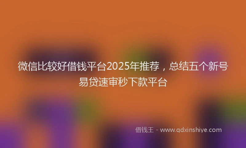 微信比较好借钱平台2025年推荐，总结五个新号易贷速审秒下款平台