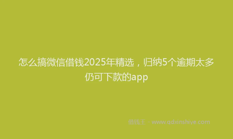 怎么搞微信借钱2025年精选，归纳5个逾期太多仍可下款的app
