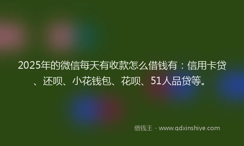 2025年的微信每天有收款怎么借钱有：信用卡贷、还呗、小花钱包、花呗、51人品贷等。