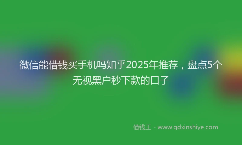 微信能借钱买手机吗知乎2025年推荐，盘点5个无视黑户秒下款的口子