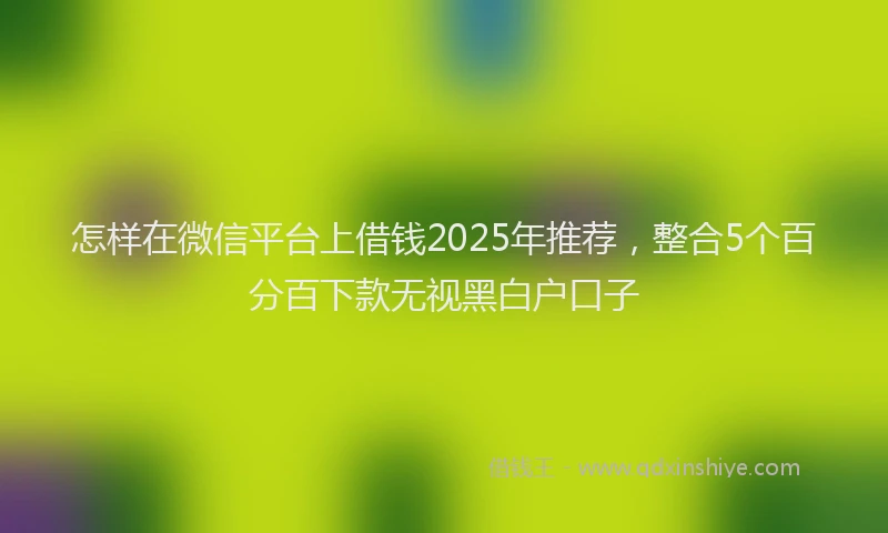 怎样在微信平台上借钱2025年推荐，整合5个百分百下款无视黑白户口子