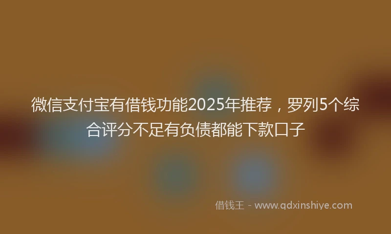 微信支付宝有借钱功能2025年推荐，罗列5个综合评分不足有负债都能下款口子