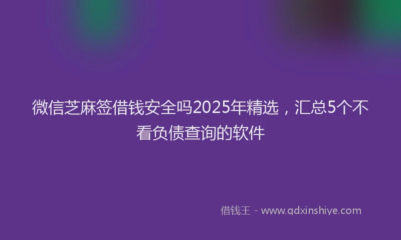 微信芝麻签借钱安全吗2025年精选，汇总5个不看负债查询的软件