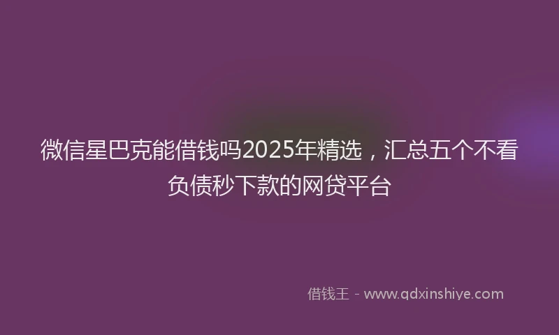 微信星巴克能借钱吗2025年精选，汇总五个不看负债秒下款的网贷平台