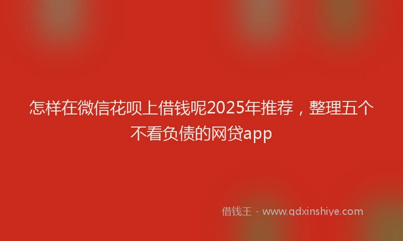 怎样在微信花呗上借钱呢2025年推荐，整理五个不看负债的网贷app