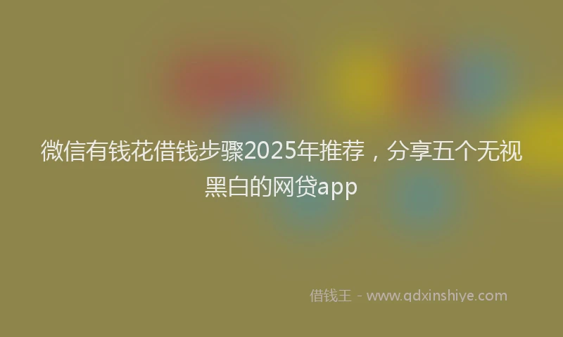 微信有钱花借钱步骤2025年推荐，分享五个无视黑白的网贷app