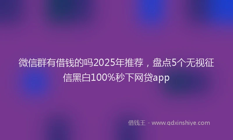 微信群有借钱的吗2025年推荐，盘点5个无视征信黑白100%秒下网贷app