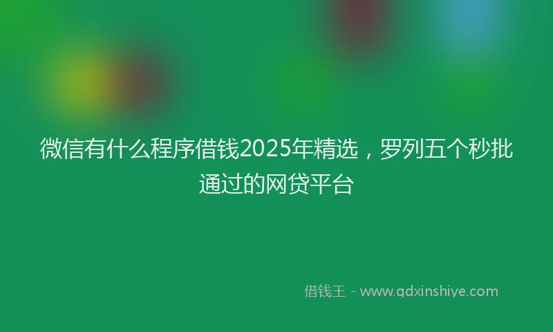 微信有什么程序借钱2025年精选，罗列五个秒批通过的网贷平台