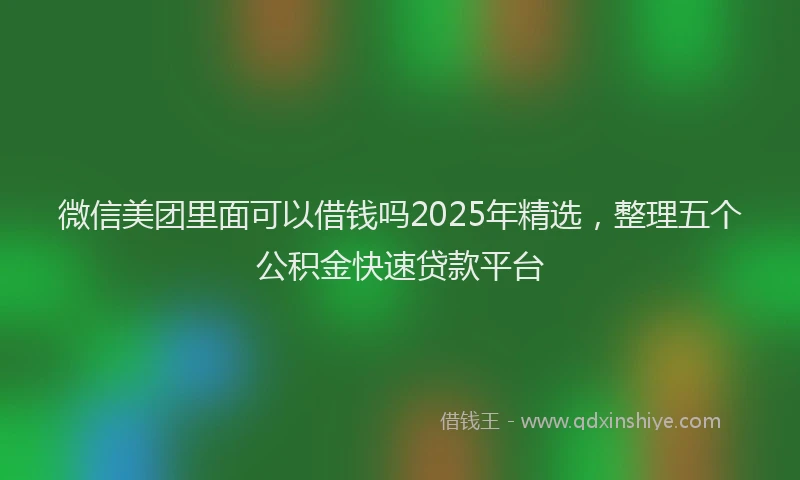微信美团里面可以借钱吗2025年精选，整理五个公积金快速贷款平台