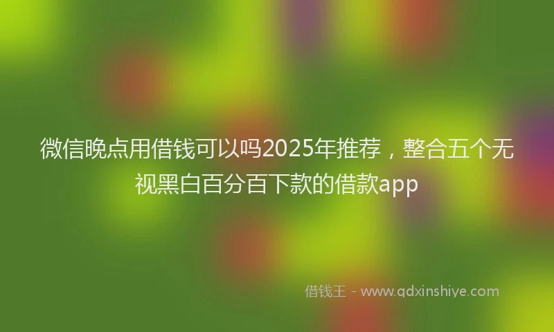 微信晚点用借钱可以吗2025年推荐，整合五个无视黑白百分百下款的借款app