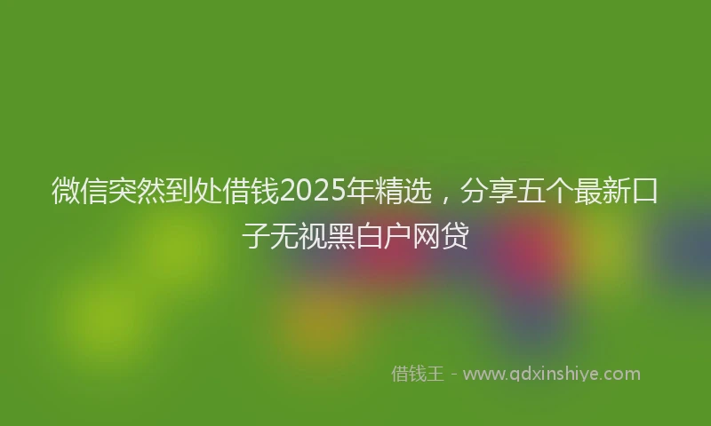 微信突然到处借钱2025年精选，分享五个最新口子无视黑白户网贷