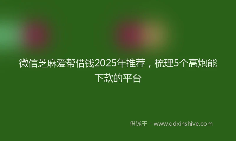 微信芝麻爱帮借钱2025年推荐，梳理5个高炮能下款的平台