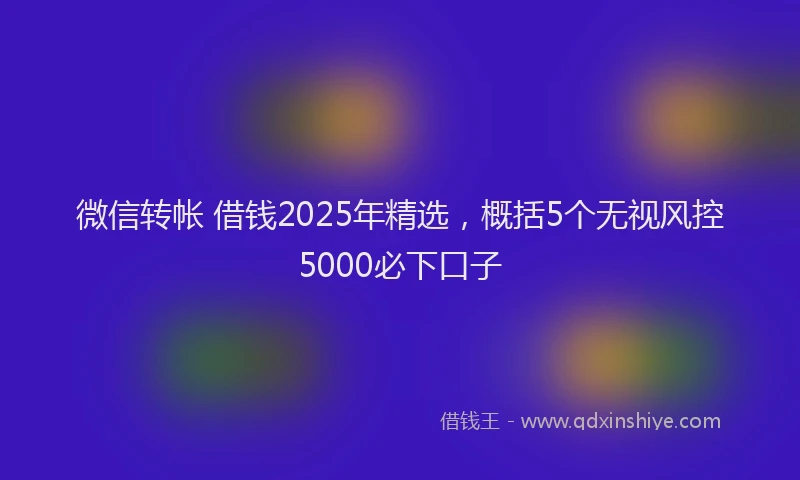 微信转帐 借钱2025年精选，概括5个无视风控5000必下口子