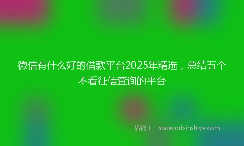 微信有什么好的借款平台2025年精选，总结五个不看征信查询的平台