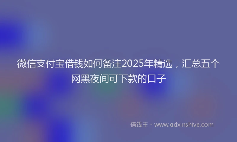 微信支付宝借钱如何备注2025年精选，汇总五个网黑夜间可下款的口子