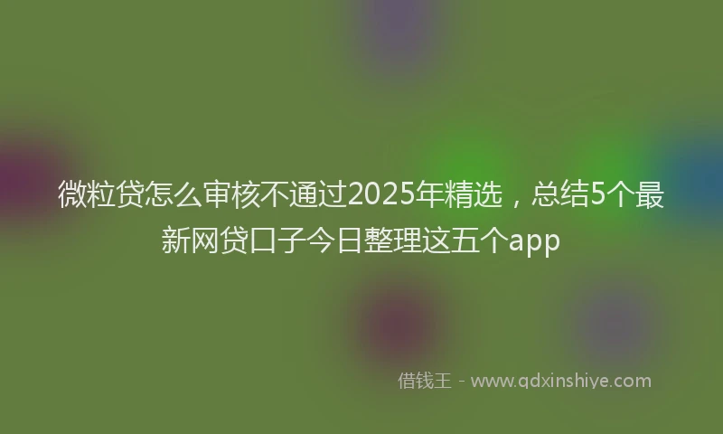 微粒贷怎么审核不通过2025年精选，总结5个最新网贷口子今日整理这五个app