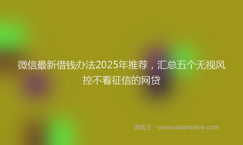 微信最新借钱办法2025年推荐，汇总五个无视风控不看征信的网贷