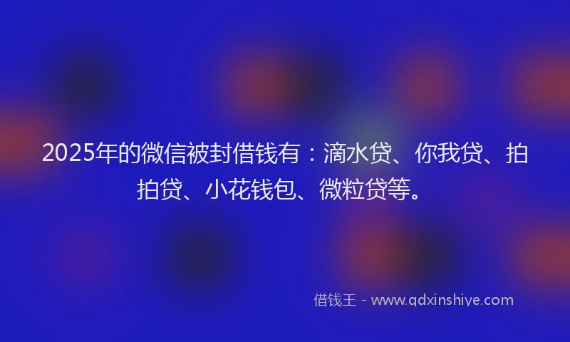 2025年的微信被封借钱有：滴水贷、你我贷、拍拍贷、小花钱包、微粒贷等。