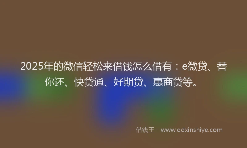 2025年的微信轻松来借钱怎么借有：e微贷、替你还、快贷通、好期贷、惠商贷等。
