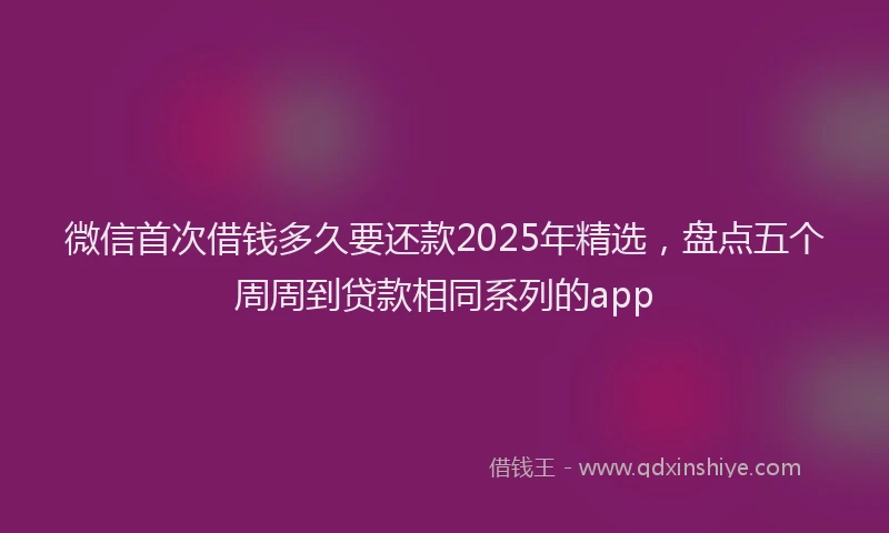 微信首次借钱多久要还款2025年精选，盘点五个周周到贷款相同系列的app