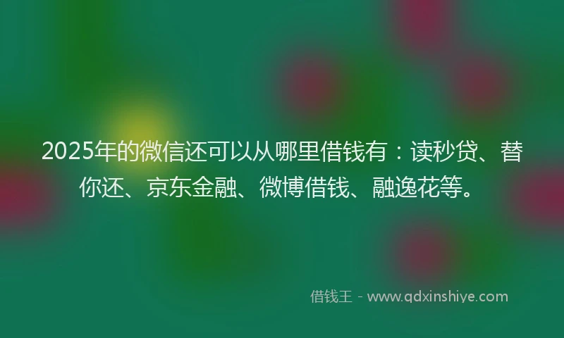 2025年的微信还可以从哪里借钱有：读秒贷、替你还、京东金融、微博借钱、融逸花等。