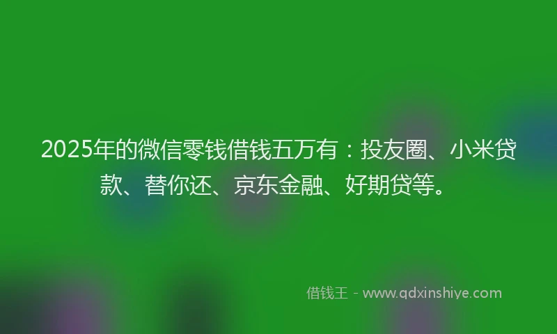 2025年的微信零钱借钱五万有：投友圈、小米贷款、替你还、京东金融、好期贷等。