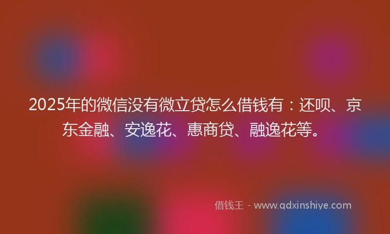 2025年的微信没有微立贷怎么借钱有：还呗、京东金融、安逸花、惠商贷、融逸花等。