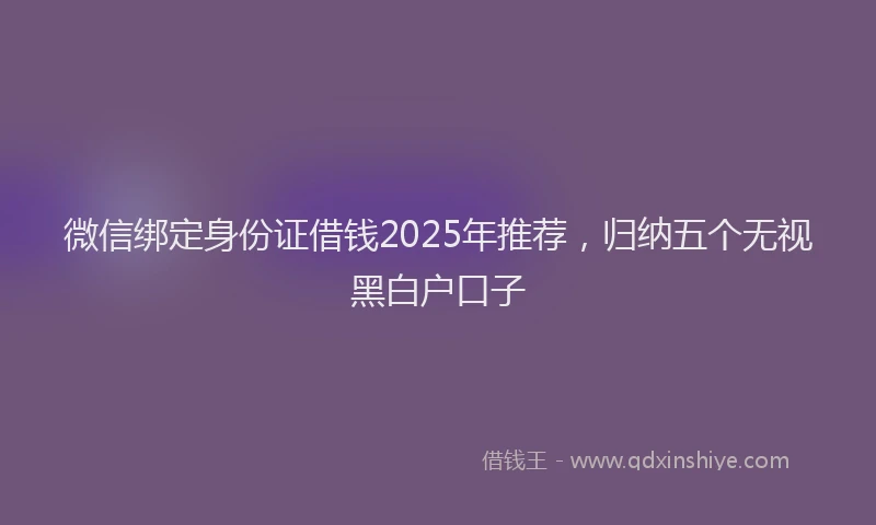 微信绑定身份证借钱2025年推荐，归纳五个无视黑白户口子
