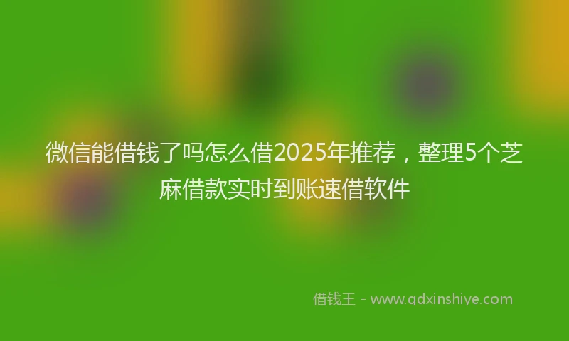 微信能借钱了吗怎么借2025年推荐，整理5个芝麻借款实时到账速借软件