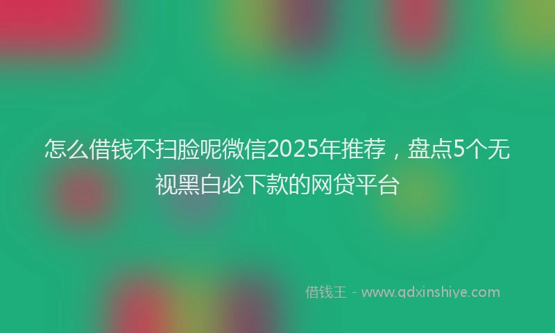 怎么借钱不扫脸呢微信2025年推荐，盘点5个无视黑白必下款的网贷平台