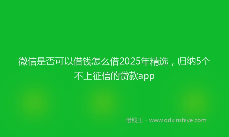 微信是否可以借钱怎么借2025年精选，归纳5个不上征信的贷款app