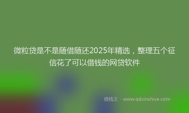 微粒贷是不是随借随还2025年精选，整理五个征信花了可以借钱的网贷软件