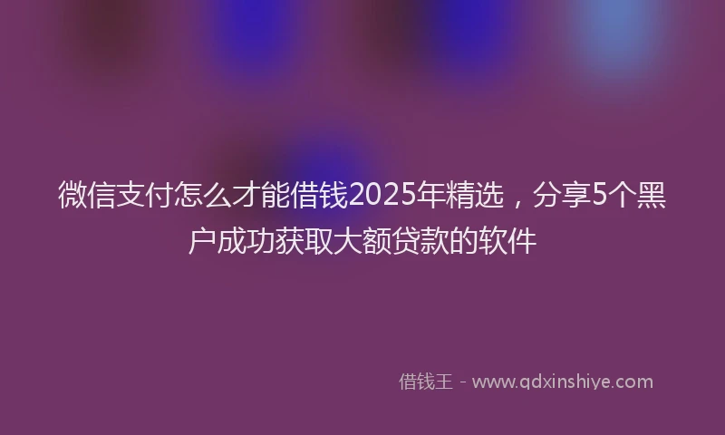 微信支付怎么才能借钱2025年精选，分享5个黑户成功获取大额贷款的软件
