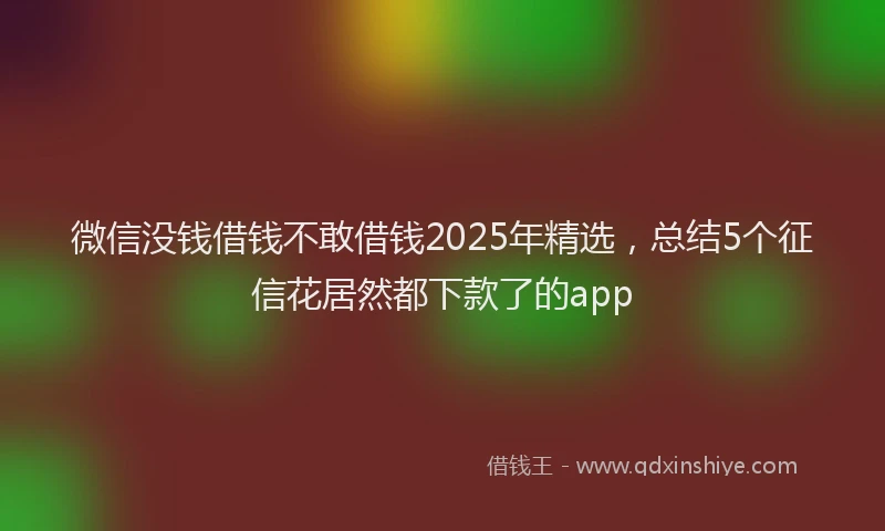 微信没钱借钱不敢借钱2025年精选，总结5个征信花居然都下款了的app